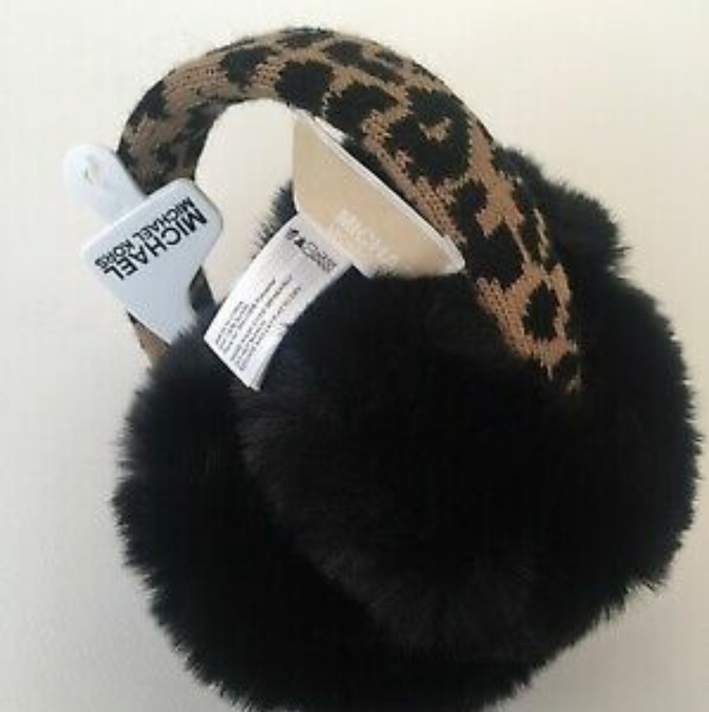 🆕️ Michael Kors Leopard Knit/Faux Fur Ear Muffs - Picture 4 of 8